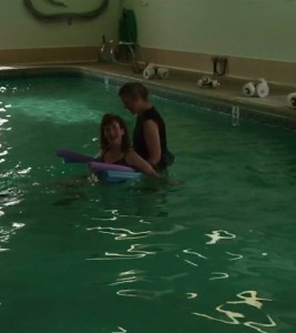 Post surgery  aqua therapy first time in pool 6-6-13